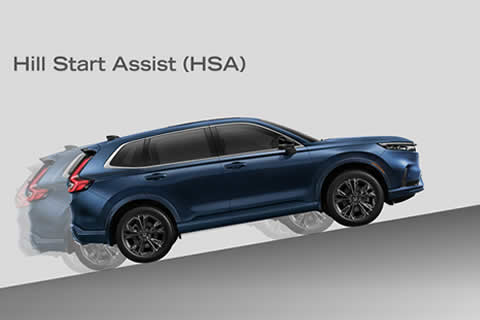 Hill Start Assist (HSA) system helps prevent the vehicle from sliding backwards when brakes are released on an incline