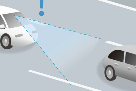 <strong>Road Departure Mitigation System (RDMS)</strong><br>Notifies the driver of unintended lane or road departure.